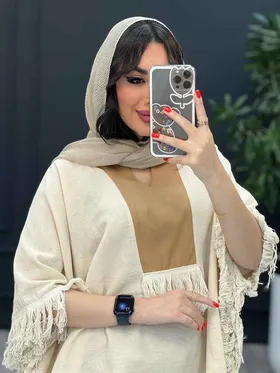 ست مانتو و شلوار لینن پانچ بغل ریش
