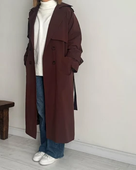 ترنچ کت Drop قد بلند (قهوه ای)