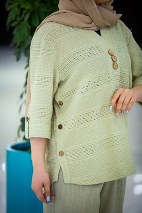 مانتو مراکشی 3 دکمه نما چوبی