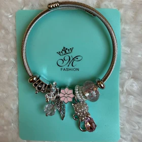 دستبند پاندورا صورتی طرح گربه