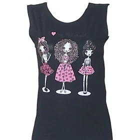 تاپ زنانه ویسکوز طرح دختر فر فری