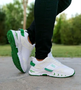 کتانی Trendy White and Green Sneakers