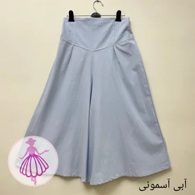 دامن شلواری کمرگنی لینن (آبی آسمونی)
