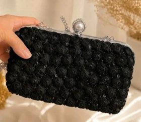 کیف مجلسی زنانه مدل آرالیا مشکی نقره ای کد 18834