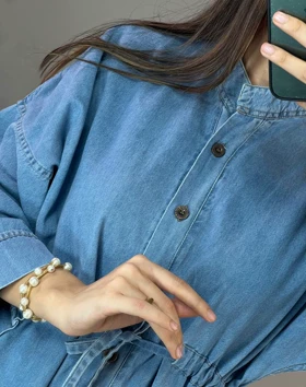 مانتو بلند جین کاغذی آنیسا