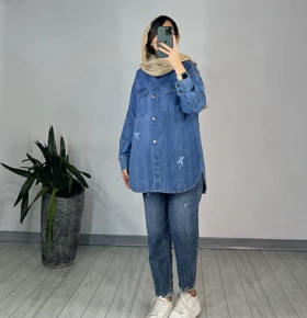 کت جین بلند آذر