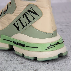 کفش کتانی ساق‌دار زنانه ولنتینو سبز کرم کد 2260