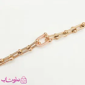 دستبند زنانه تیفانی استیل رزگلد نگین‌دار