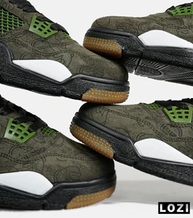 کفش کتانی ساق‌دار مردانه و زنانه سبز Jordan 4 x Kaws