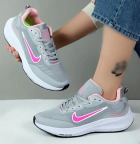 کتانی نایک زوم زنانه zoom ورزشی رویه بافت رنگ طوسی صورتی new کد 013809