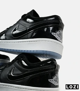 کفش کتانی مردانه و زنانه مشکی سفید ورنی NIKE jordan 1 مدل 6517