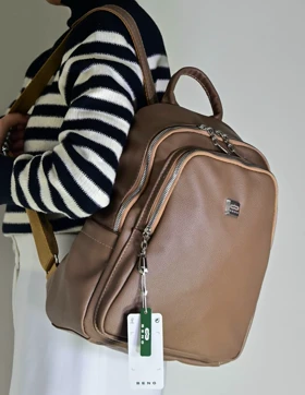 کوله پشتی زنانه بنو مدل لانا کد4778 (نسکافه ای تیره)