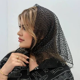 مینی اسکارف توری خال‌خالی