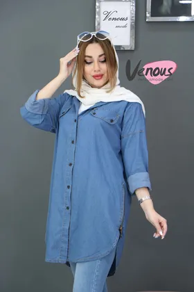 مانتو جین بغل زیپ