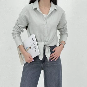 شومیز زنانه لینن آستین سه دکمه