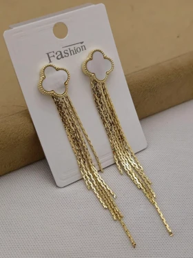 گوشواره زنانه فانتزی ونکلیف آویزدار کد 0200 مینیمال رنگ گلد