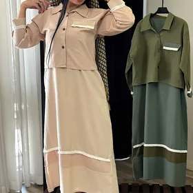 کت و سارافون کفتان لینن ترکیبی ریشدار