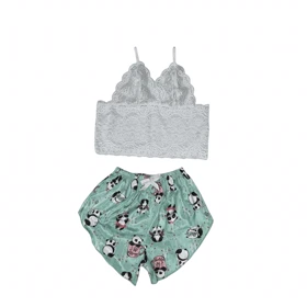 ست نیمتنه گیپور و شلوارک طرح پاندا 150