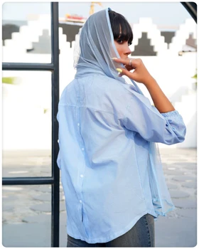 شومیز راه راه آستین کش دار زنانه کد 403040