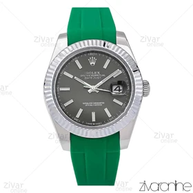 ساعت رولکس دیت جاست 2 مردانه صفحه دودی بند رابر سبز 106613