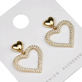 گوشواره قلبی نگیندار