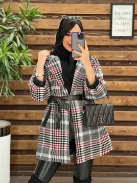 پالتو طرحدار سرآستین چرم