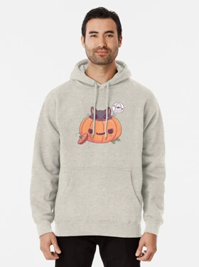 هودی هالوین طرح هودی هالوین طرح Pumpkin Kitty - Original Gray کد 261512