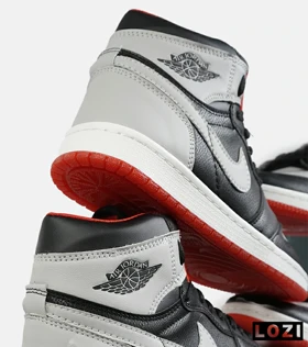کفش کتانی مردانه و زنانه ساق‌دار مشکی طوسی قرمز NIKE jordan 1