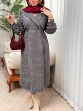 پیراهن مانتویی کبریتی 3535