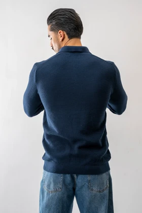 بافت آستین بلند یقه دار مردانه