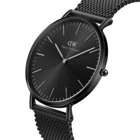 ساعت دنیل ولینگتون مردانه بند حصیری تمام مشکی DW-4696-G