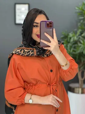 مانتو داکرون کمربندی بالا جیب نما