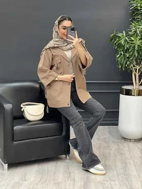 مانتو دو جیب پاکتی سگک دار