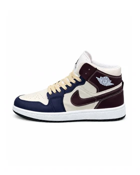 کفش کتانی مردانه مدل جردن وان ساق‌دار سرمه ای قهوه ای Nike jordan1