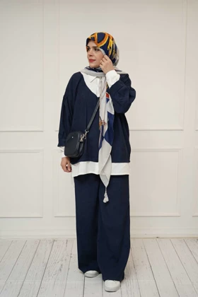 ست شومیز و شلوار سورمه ای سوفیا