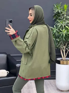 کت کتان یقه پاگن دار