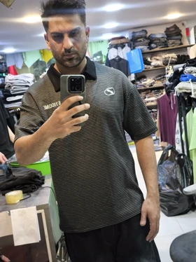 تیشرت رینگری یقه دار باکسی لش مستر کوالیتی مشکی اورجینال دیلم