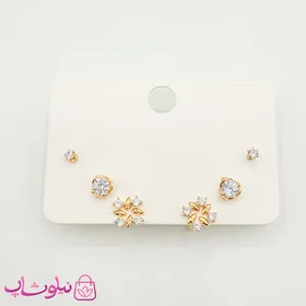 گوشواره میخی ژوپینگ مدل سه سوراخ (سه جفت)