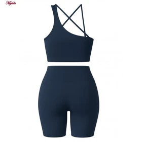 ست نیمتنه و شلوارک ورزشی زنانه رنگ سرمه ای ماییلدا مدل 5409-7106