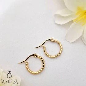 گوشواره حلقه‌ای تراش الماسی مدل هوپ