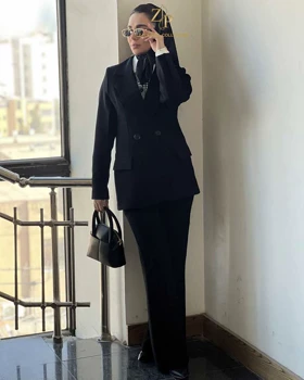 کت و شلوار زنانه کرپ مشکی مجلسی کیمیا