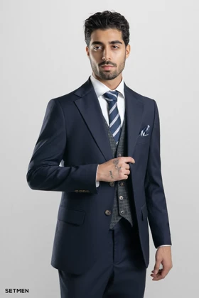 کت و شلوار مردانه سه تکه یقه انگلیسی ژیله دورو