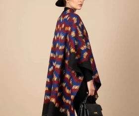 پانچو موهر بافت دار روژین