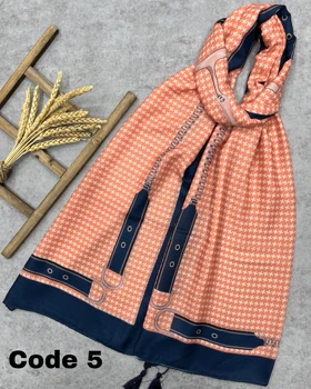 شال نخ پنبه رنگ هلویی 3582