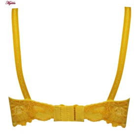 سوتین زنانه پانیذ زرد مدل فنردار گیپوری کد 66336-new