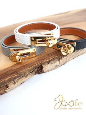 دستبند چرمی لوکس قفل هرمس کد B2219