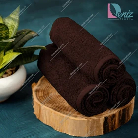 حوله دستی بسته سه عددی ساده رنگ قهوه ای