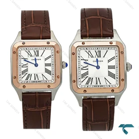 ساعت مچی ست کارتیه سانتوس دومونت بند چرم قهوه ای Cartier-7914-S