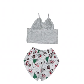 ست نیمتنه گیپور و شلوارک طرح کریسمس 152