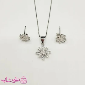 نیم ست زنانه نقره ظریف وارداتی عیار 925 مدل گل وزن 3/060 گرم کد 3466